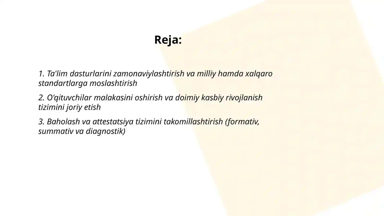 Maktab yoki kollejda ta’lim sifatini oshirish bo‘yicha strategik reja (5 banddan iborat) 2