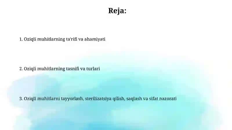 Oziqli muhitlar: Ta'rif va ahamiyati 2