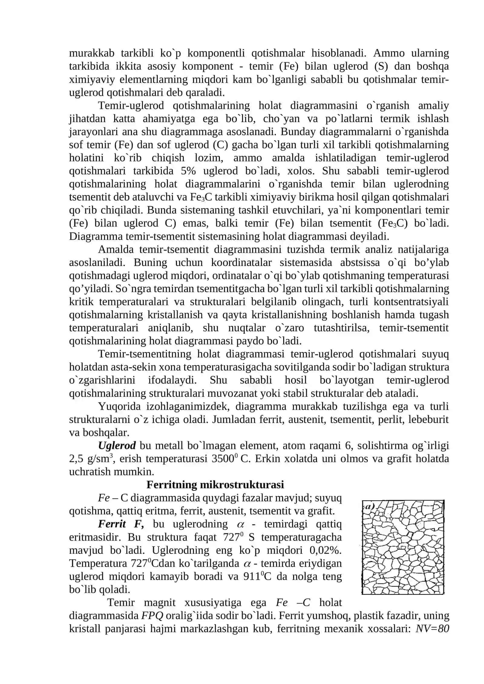 Fe-Fe2C (TEMIR-UGLEROD) XOLAT DIAGRAMMASI TAXLILI 2