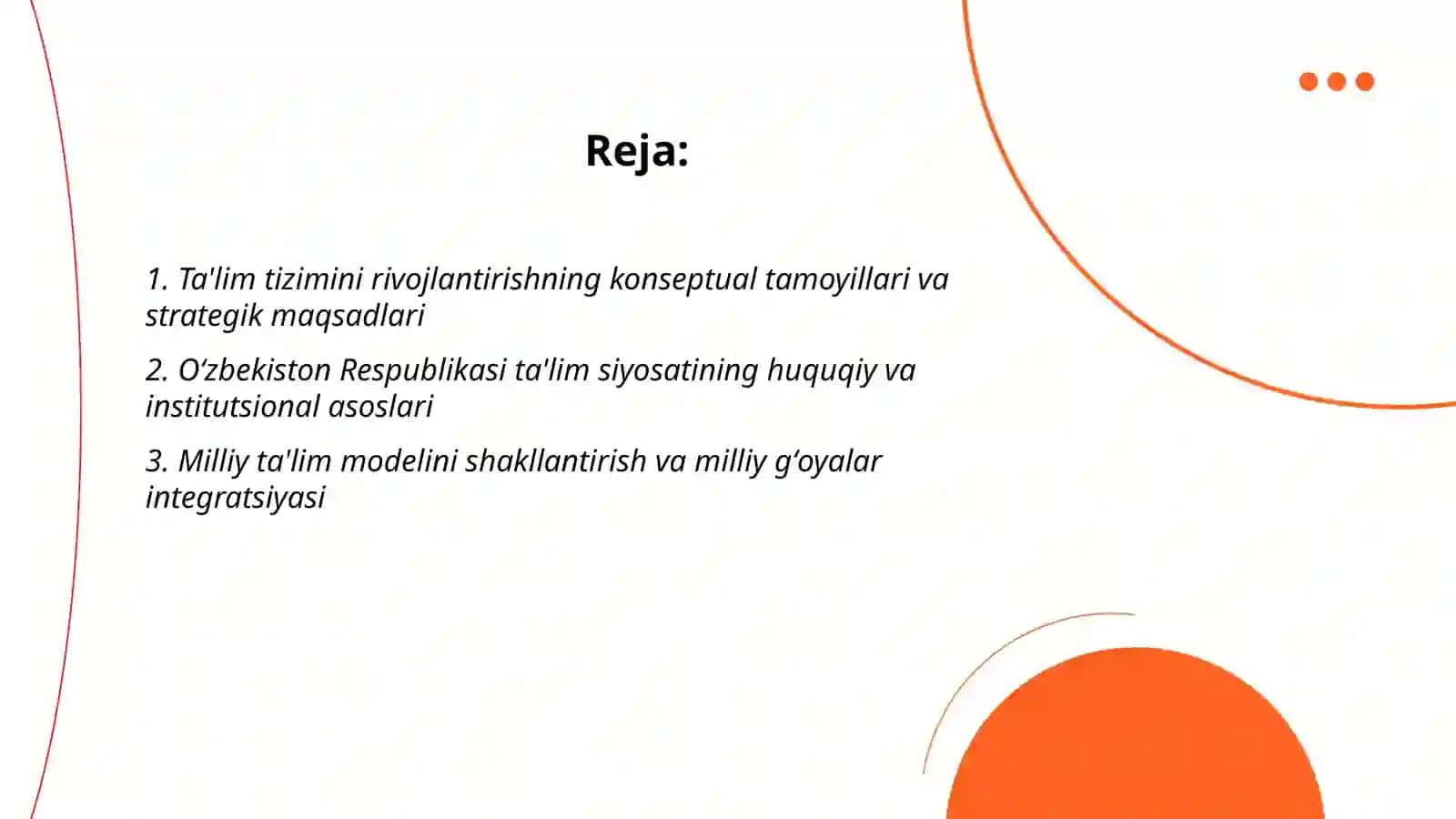 Õzbekiston respublikasi ta'lim tizimini rivojlantirishning konseptual asoslari 2
