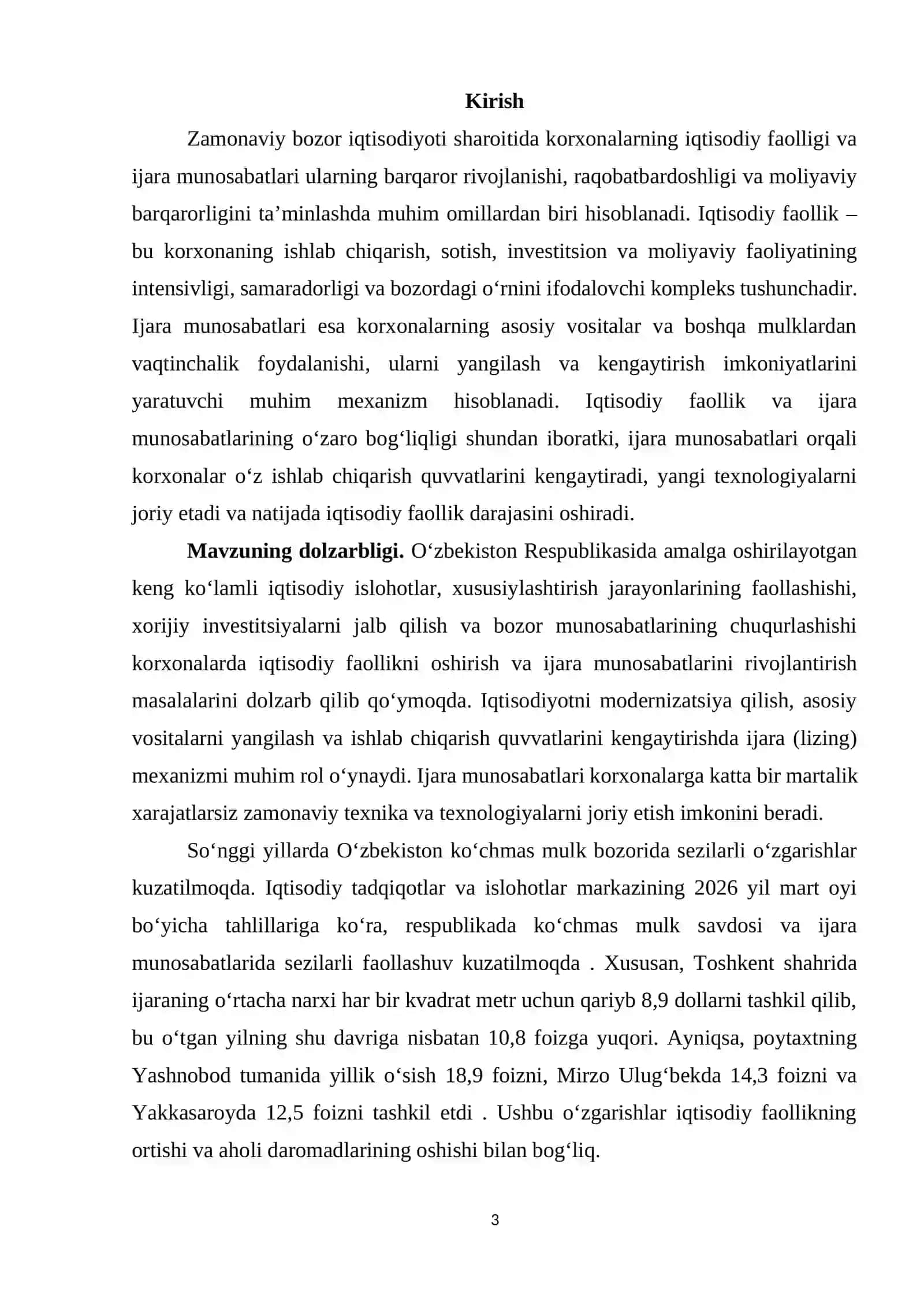 Korxona Iqtisodiy Faolligi va Ijara Munosabatlari Tahlili 2