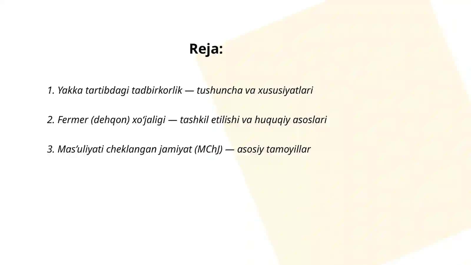 Tadbirkorlik tashkiliy huquqiy shakllari 2