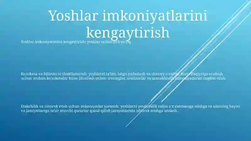 Xdpning Yoshlar Uchun Bajarayotgan Ishlari 2