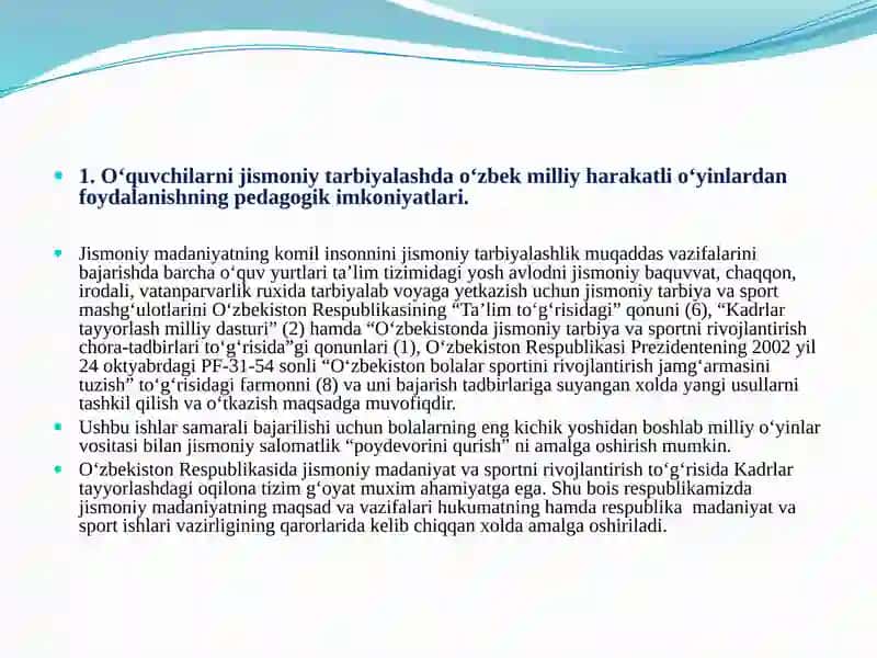 Harakatli o'yinlar 1-3 2