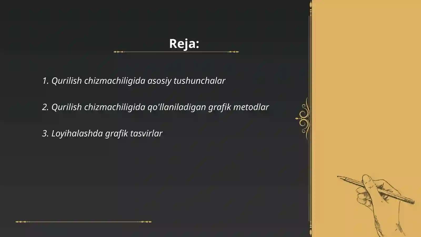 Qurilish chizmachiligida grafik ishlar 2