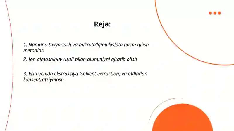Aluminiy saqlagan moddalardan ajratib olish va analiz 2