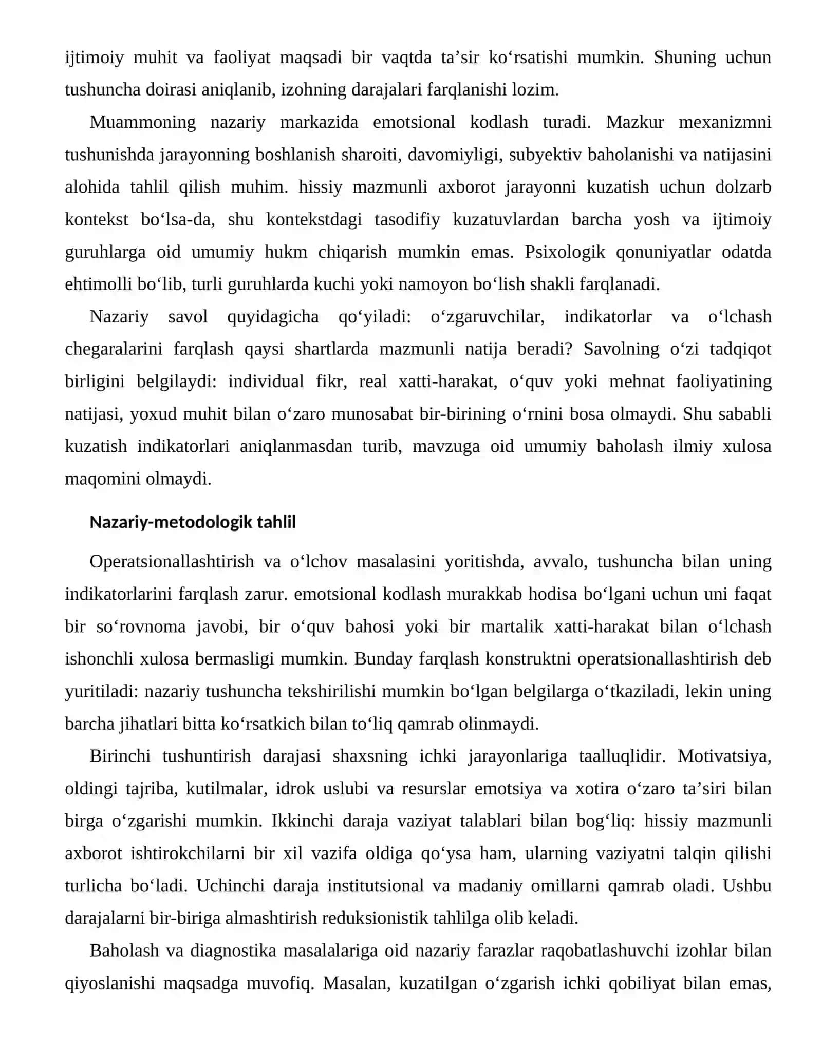 EMOTSIYA VA XOTIRA O‘ZARO TA’SIRI — BAHOLASH VA DIAGNOSTIKA MASALALARI 2