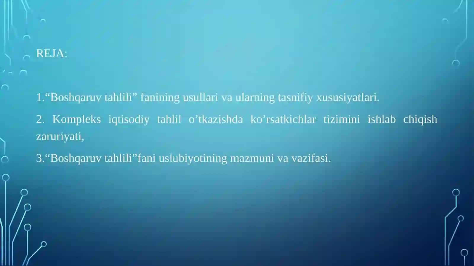“Boshqaruv tahlili” fanining uslubiyoti va unga qo’yiladigan talabalar 2