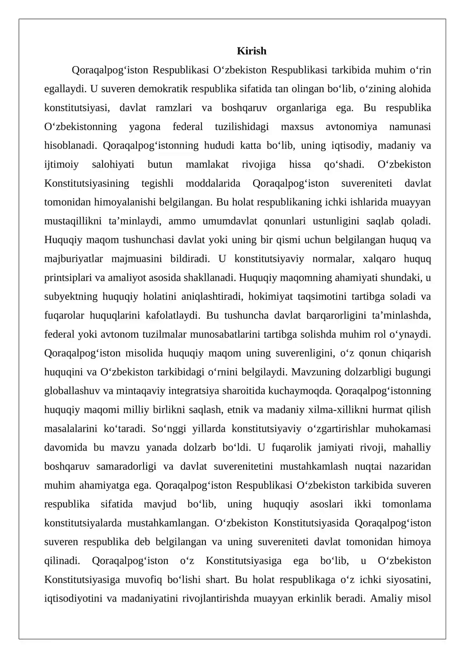 Qoraqalpog‘iston Respublikasining huquqiy maqomi 2
