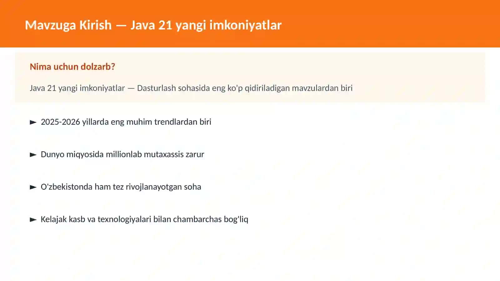 Java 21 yangi imkoniyatlar 2