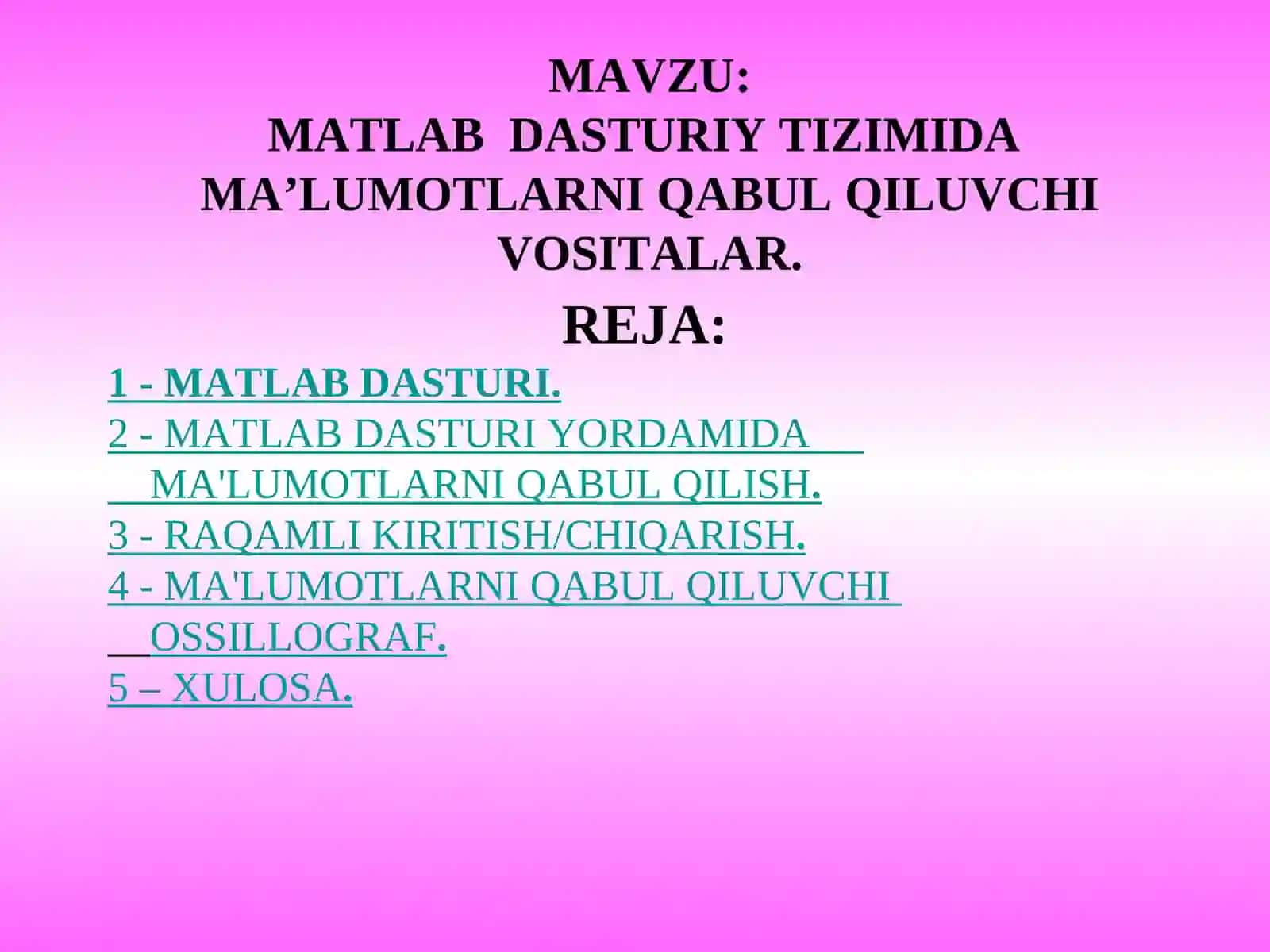 MATLAB DASTURI 2