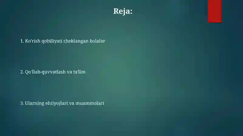 Ko'rishda nuqsoni bo'lgan bolalar 2