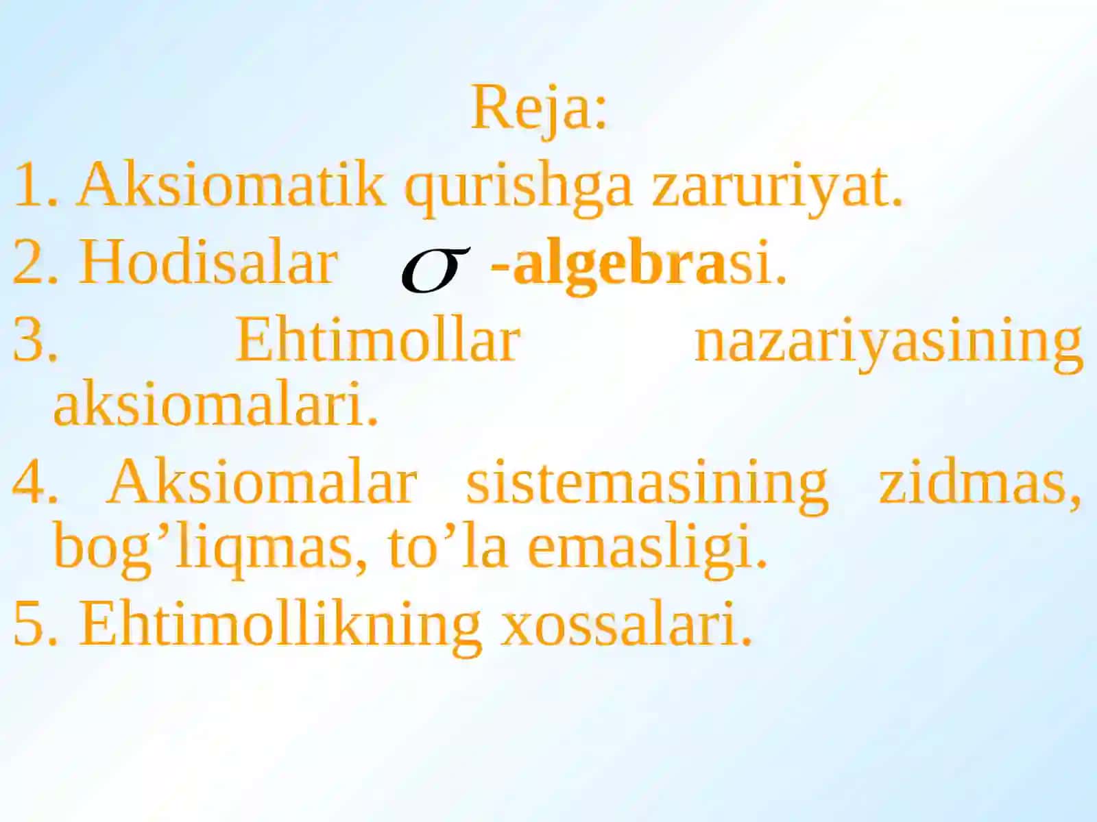 EXTIMOLLAR NAZARIYASINING ASOSIY TUSHUNCHALARI. EMENTLAR XODISALAR FAZOSI 2