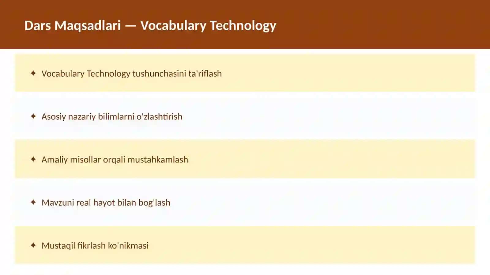 Dars ishlanma: Ingliz Tili - Vocabulary Technology 2