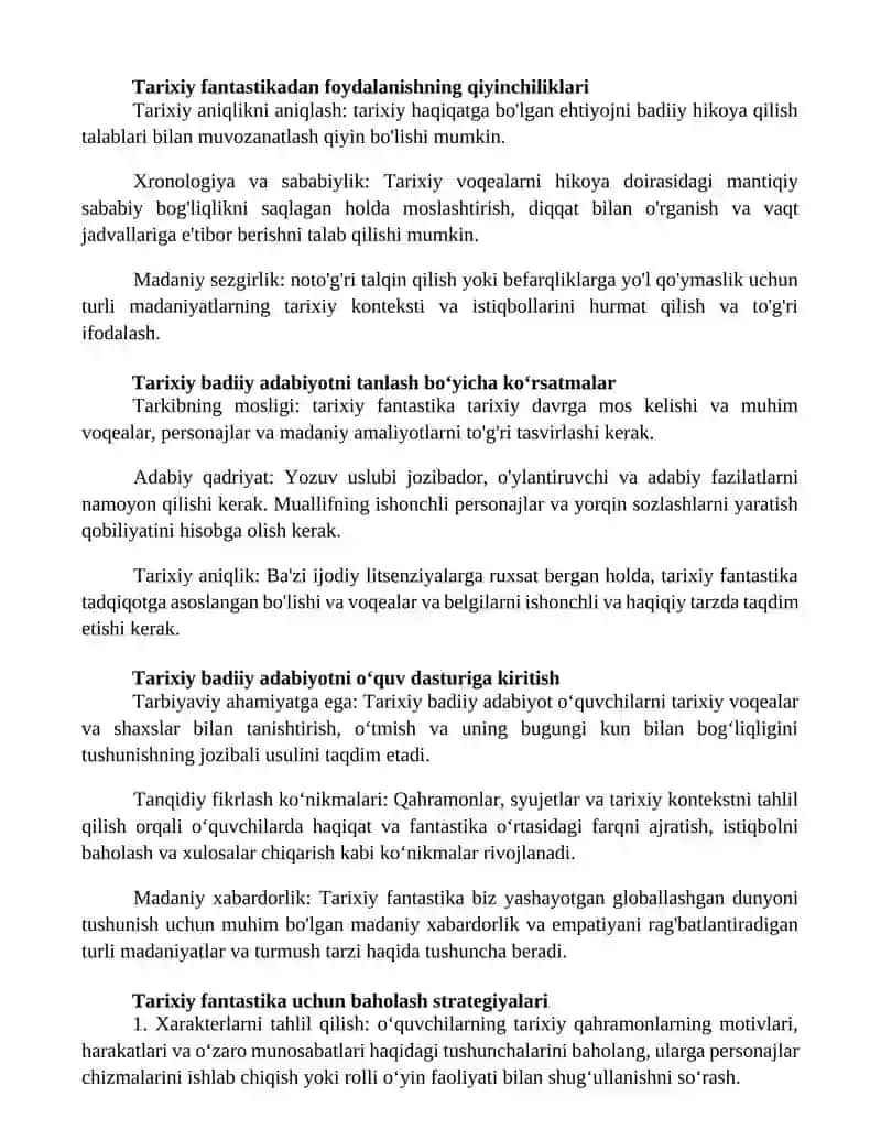 Tarix Fanini OʻQitishda Tarixiy Badiiy Adabiyotlardan Foydalanish 2