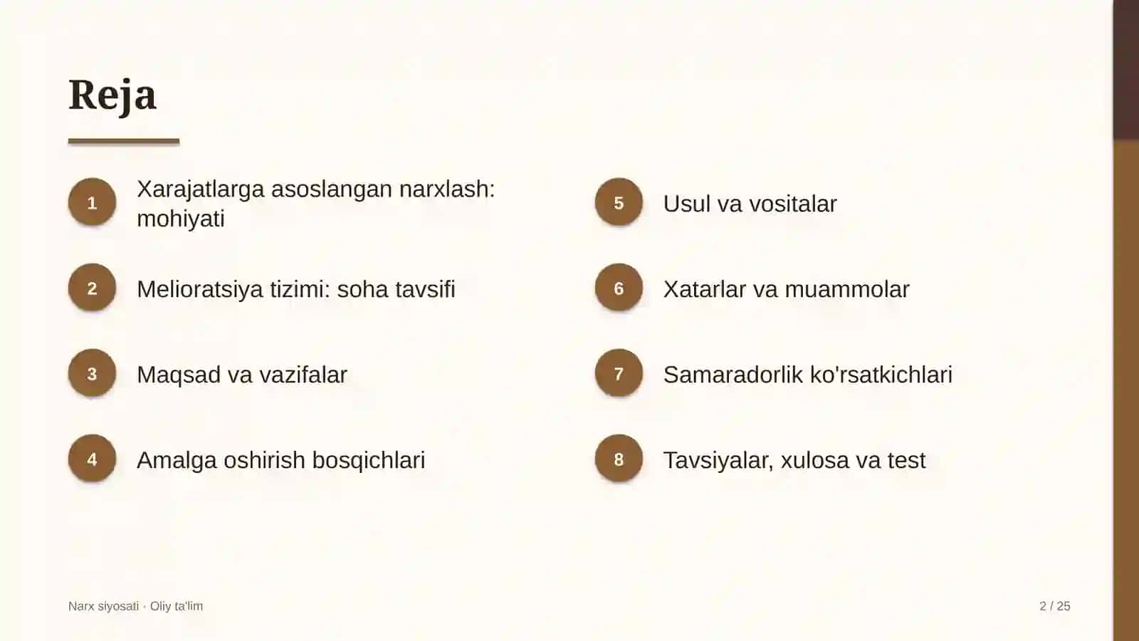 melioratsiya tizimida xarajatlarga asoslangan narxlash 7069 2