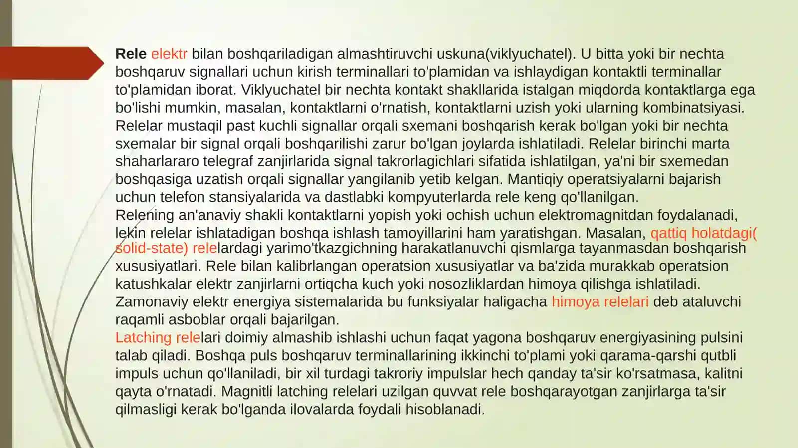 Relelarning tuzilishi va ishlash prinsiplari 2