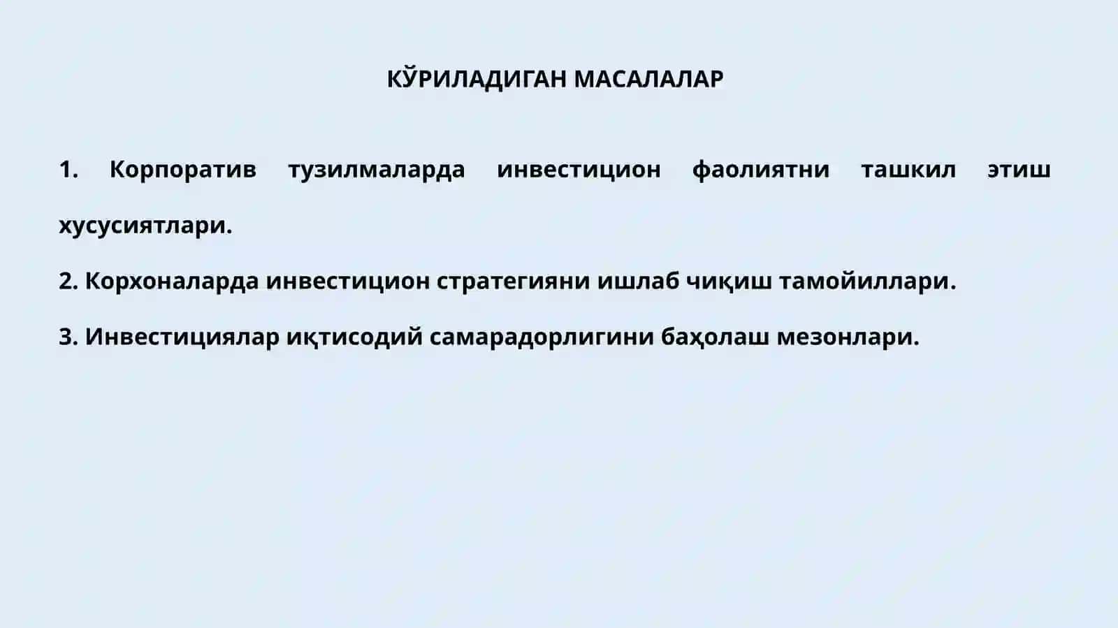 КОРПОРАТИВИНВЕСТИЦИЯЛАРНИБОШҚАРИШ 2