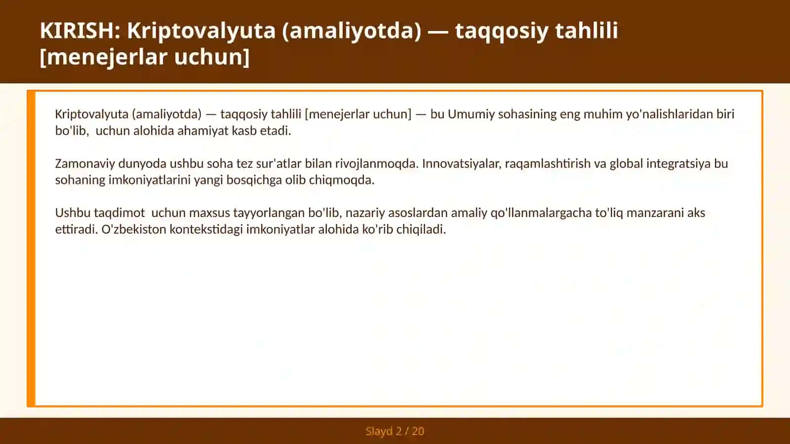 Kriptovalyuta (amaliyotda) — taqqosiy tahlili [menejerlar uchun] 2
