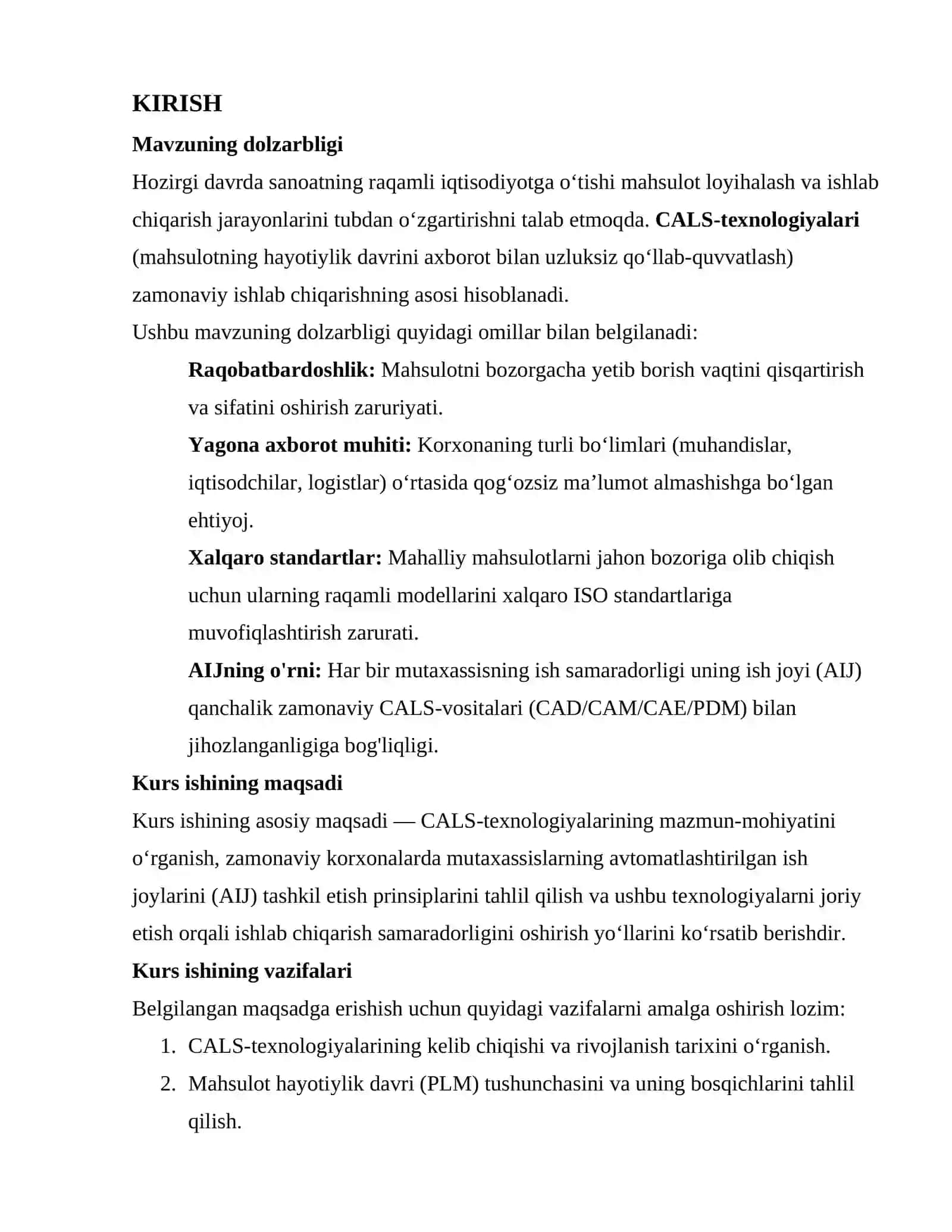 CALS-TEXNOLOGIYALARINING NAZARIY ASOSLARI 2