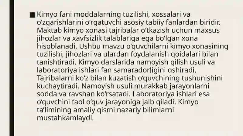Kimyo fanidan namoyish 2