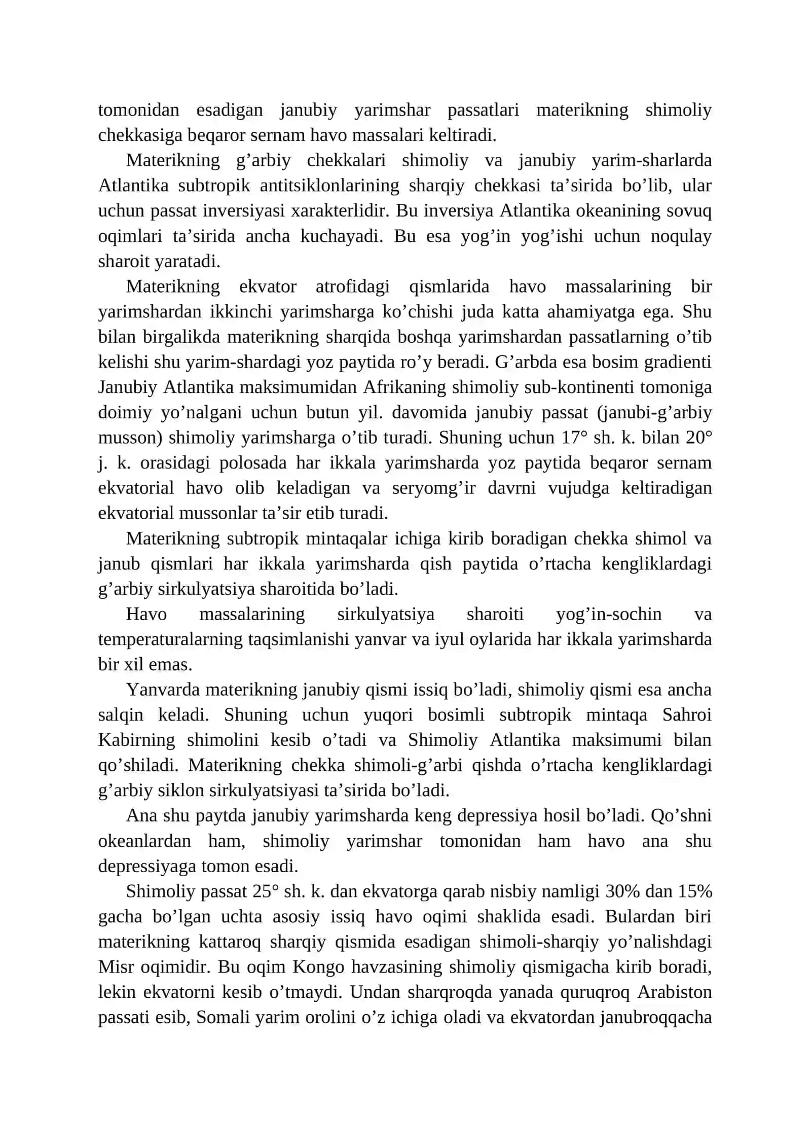 AFRIKA IQLIMI, ICHKI SUVLARI, TUPROQLARI, ORGANIK DUNYOSI 2
