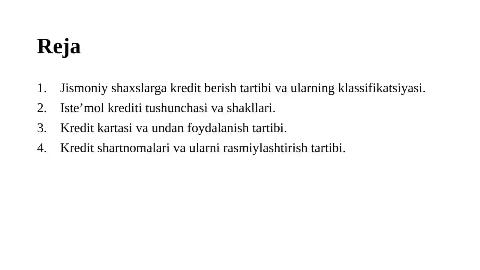 Bank kreditlari va ularning klassifikatsiyalanishi 2