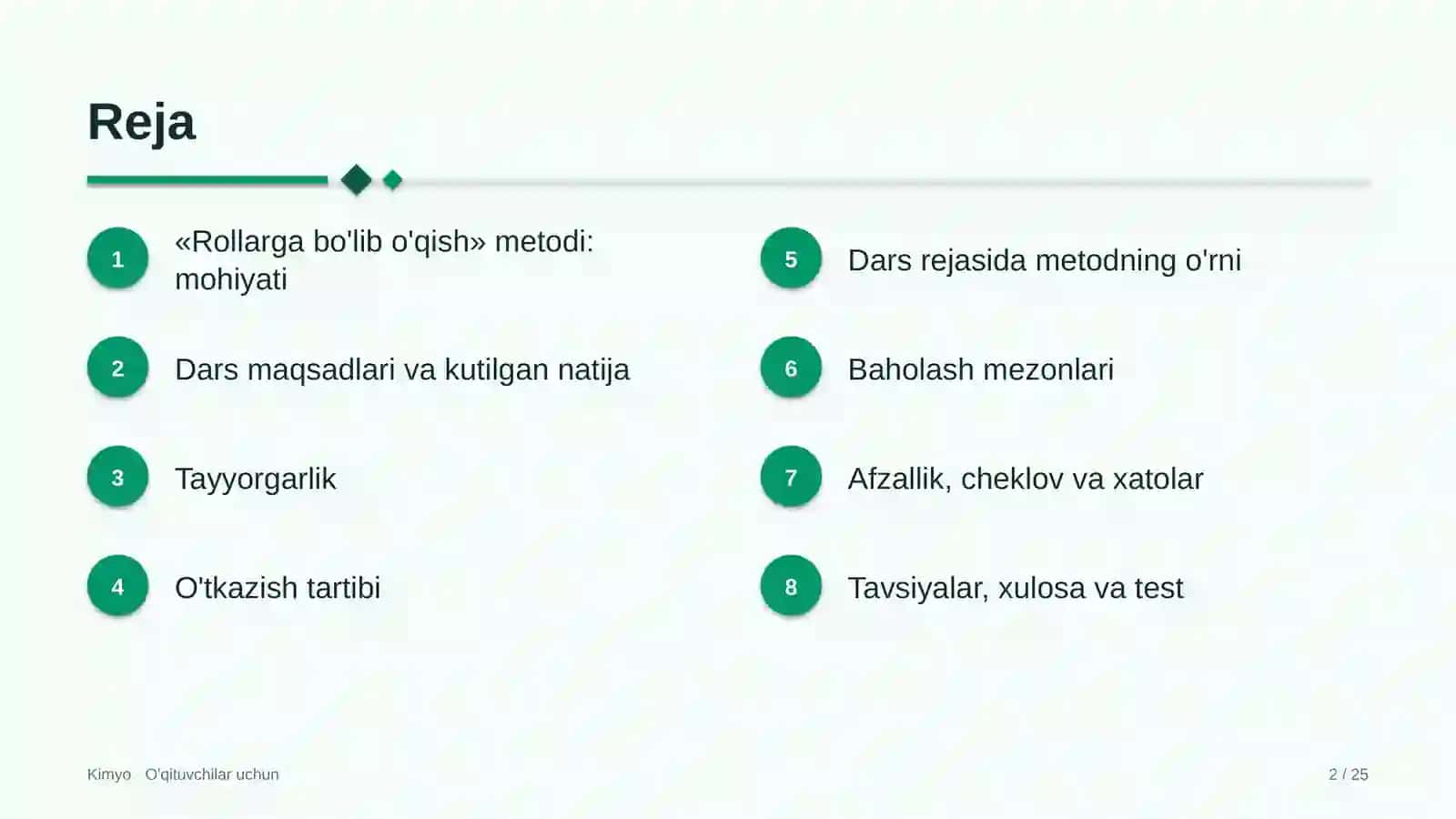 kimyo darslarida rollarga bo'lib o'qish metodidan foydalanish 3154 2