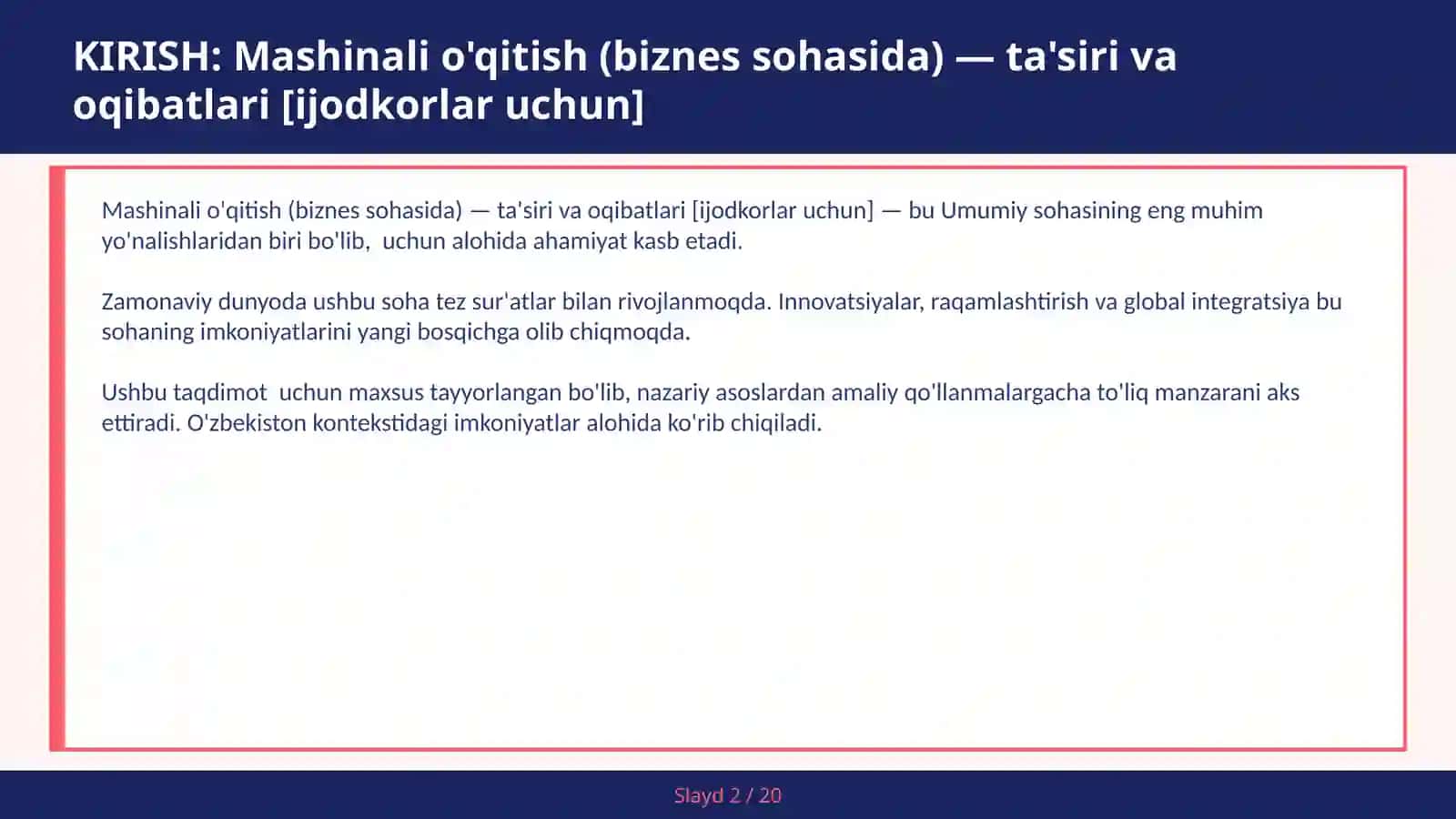 Mashinali O'qitish (Biznes Sohasida) — Ta'siri va Oqibatlari [Ijodkorlar Uchun] 2