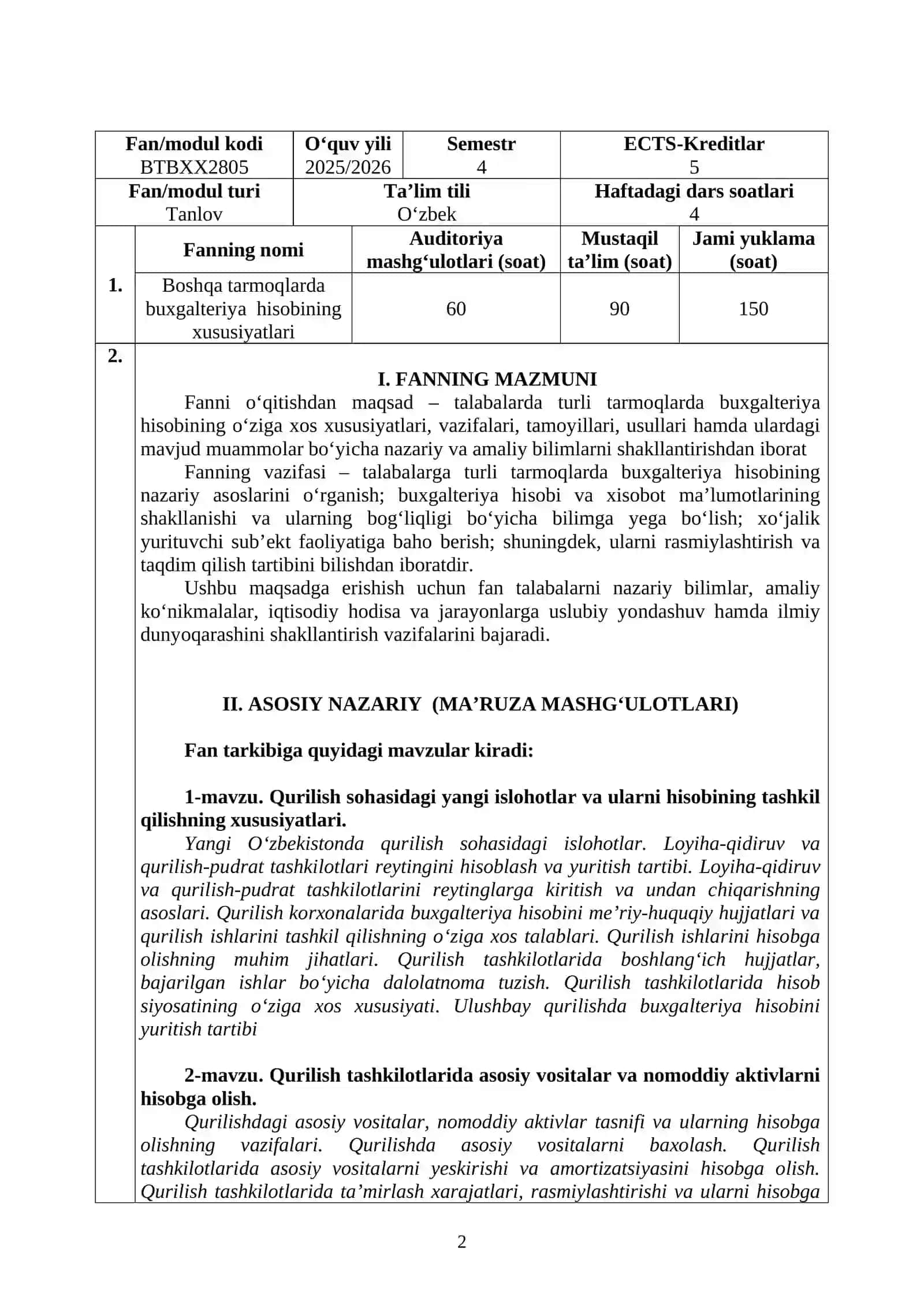 Buxgalteriya hisobining xususiyatlari 2