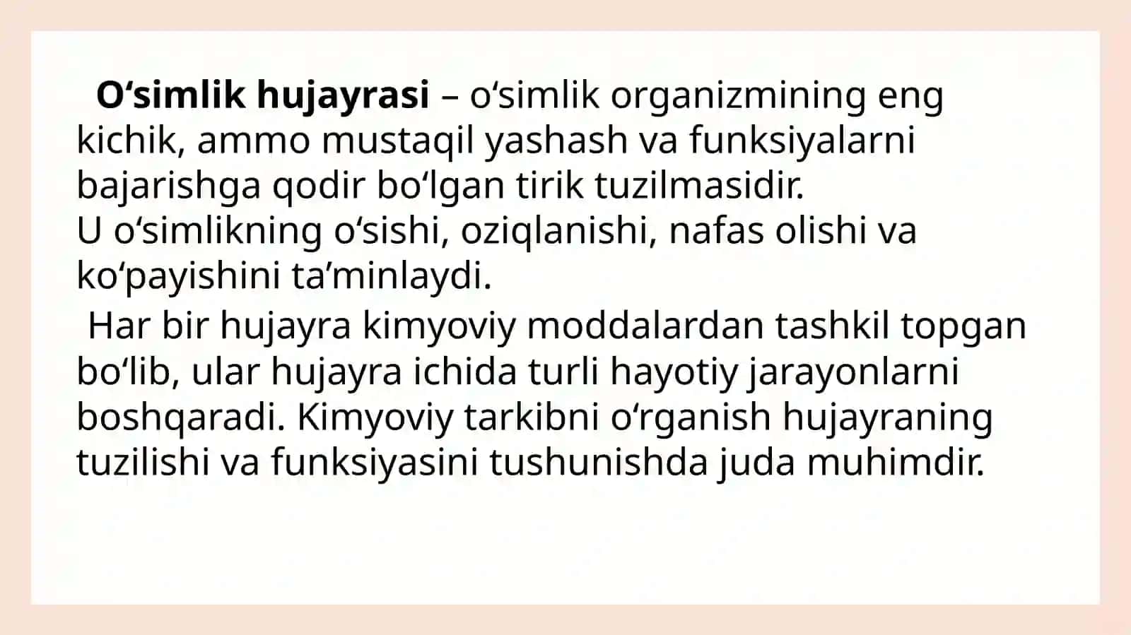 Òsimliklar hujayrasining kimyoviy tarkibi 2