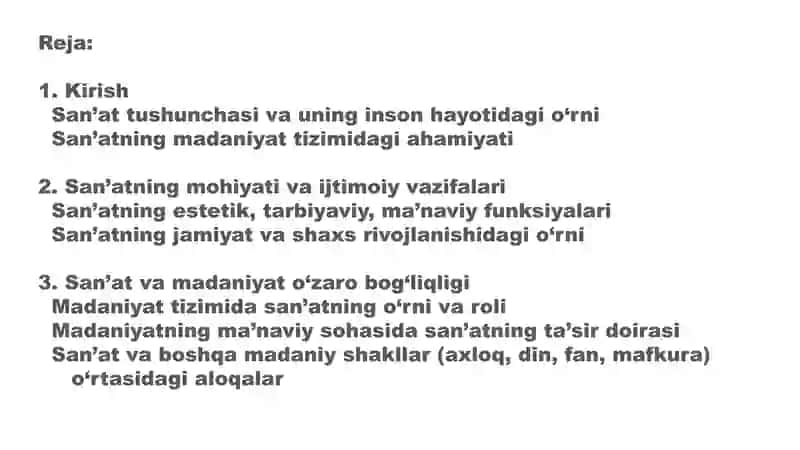 MADANIYAT TIZIMIDA SAN`AT MASALALARI 2