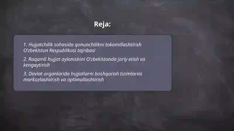 Hujjatchilikning Takomillashuvi 2