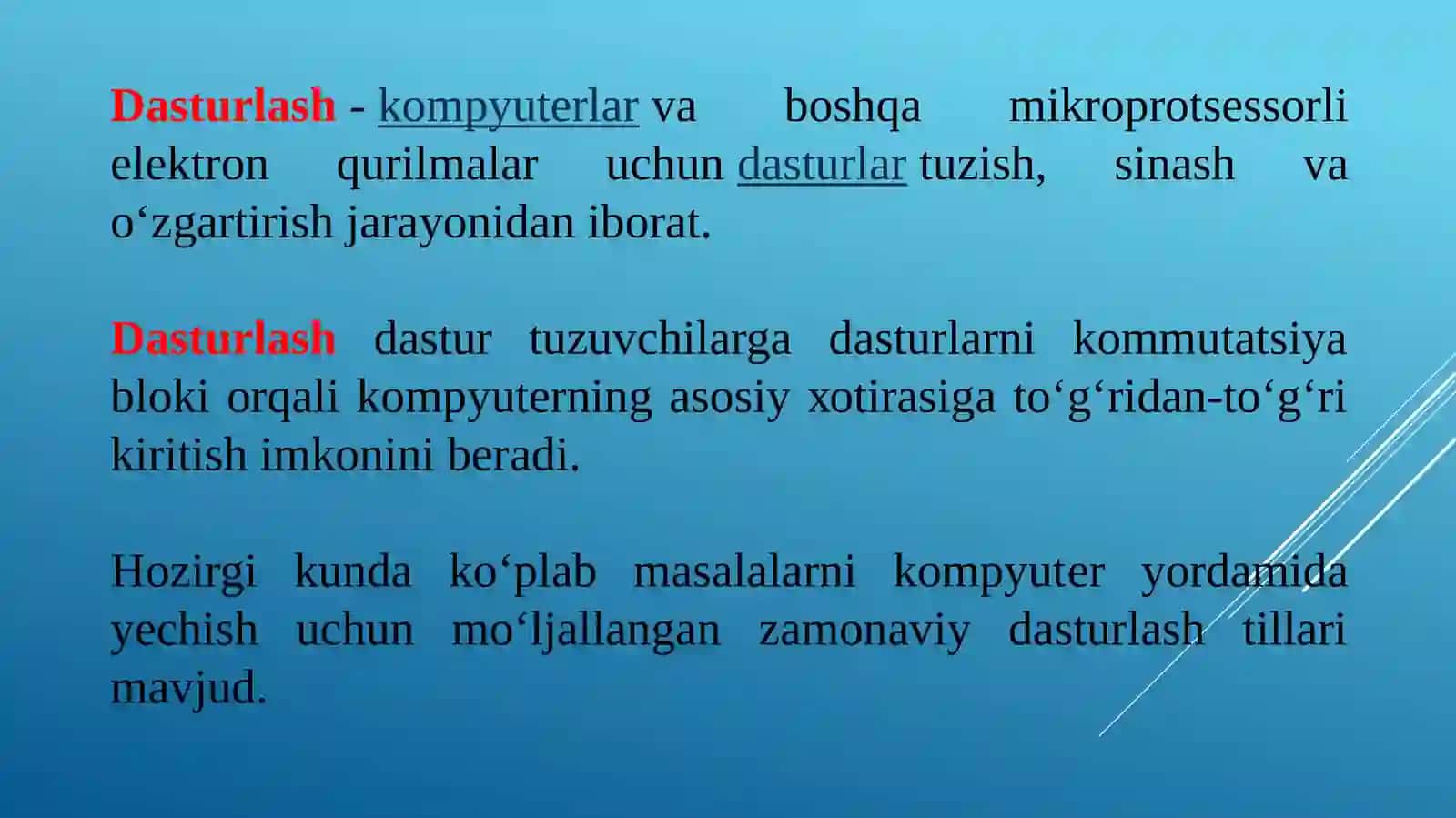 Zamonaviy dasturlash texnologiyalari. Ob’ektga yo’naltirilgan dasturlash tillari 2