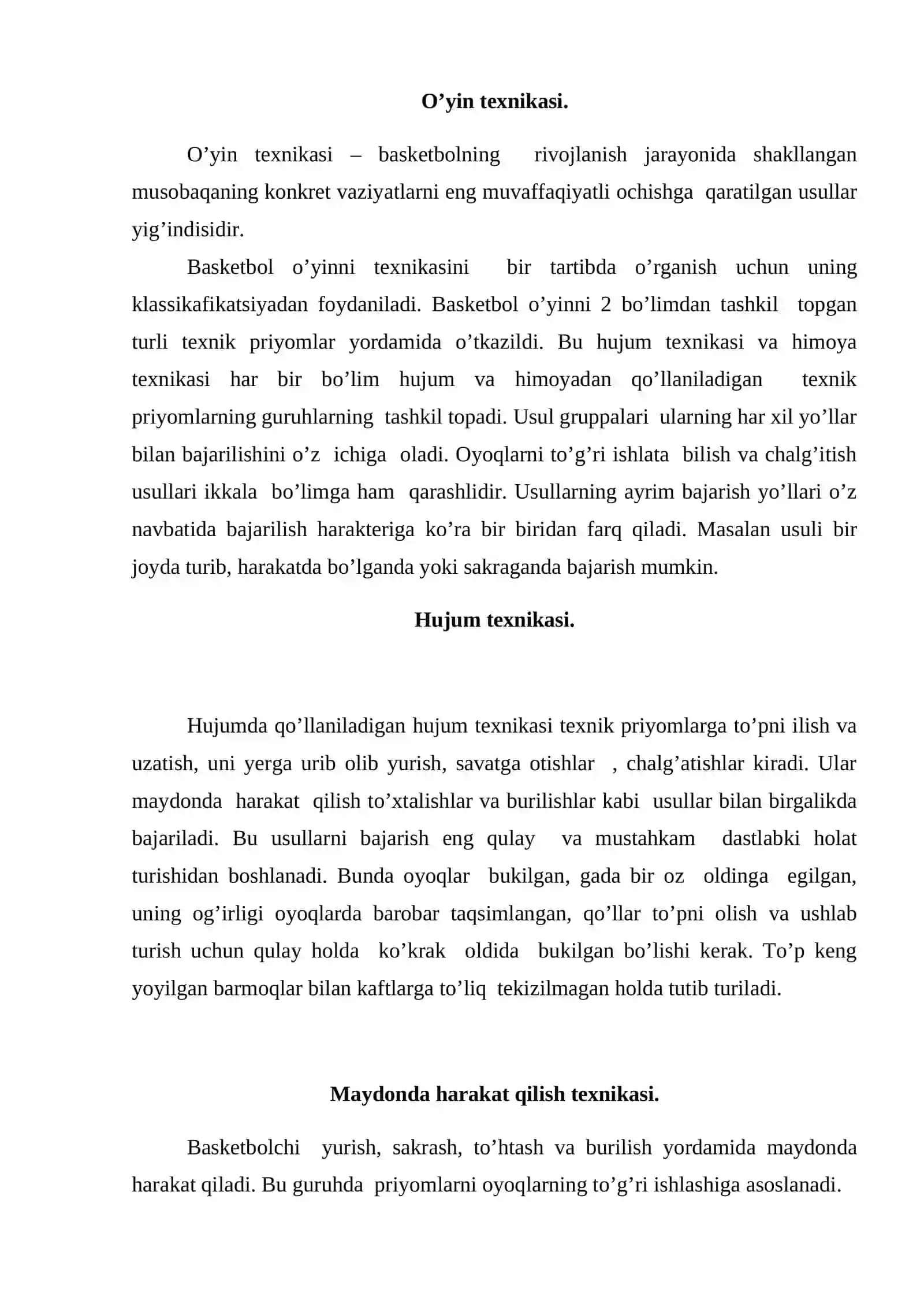 O’yin texnikasi 2