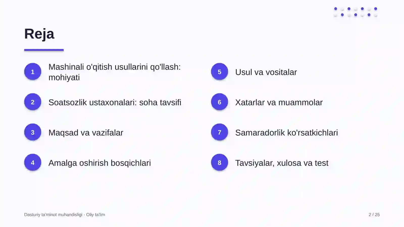 Soatsozlik ustaxonalarida mashinali o'qitish usullarini qo'llash 2