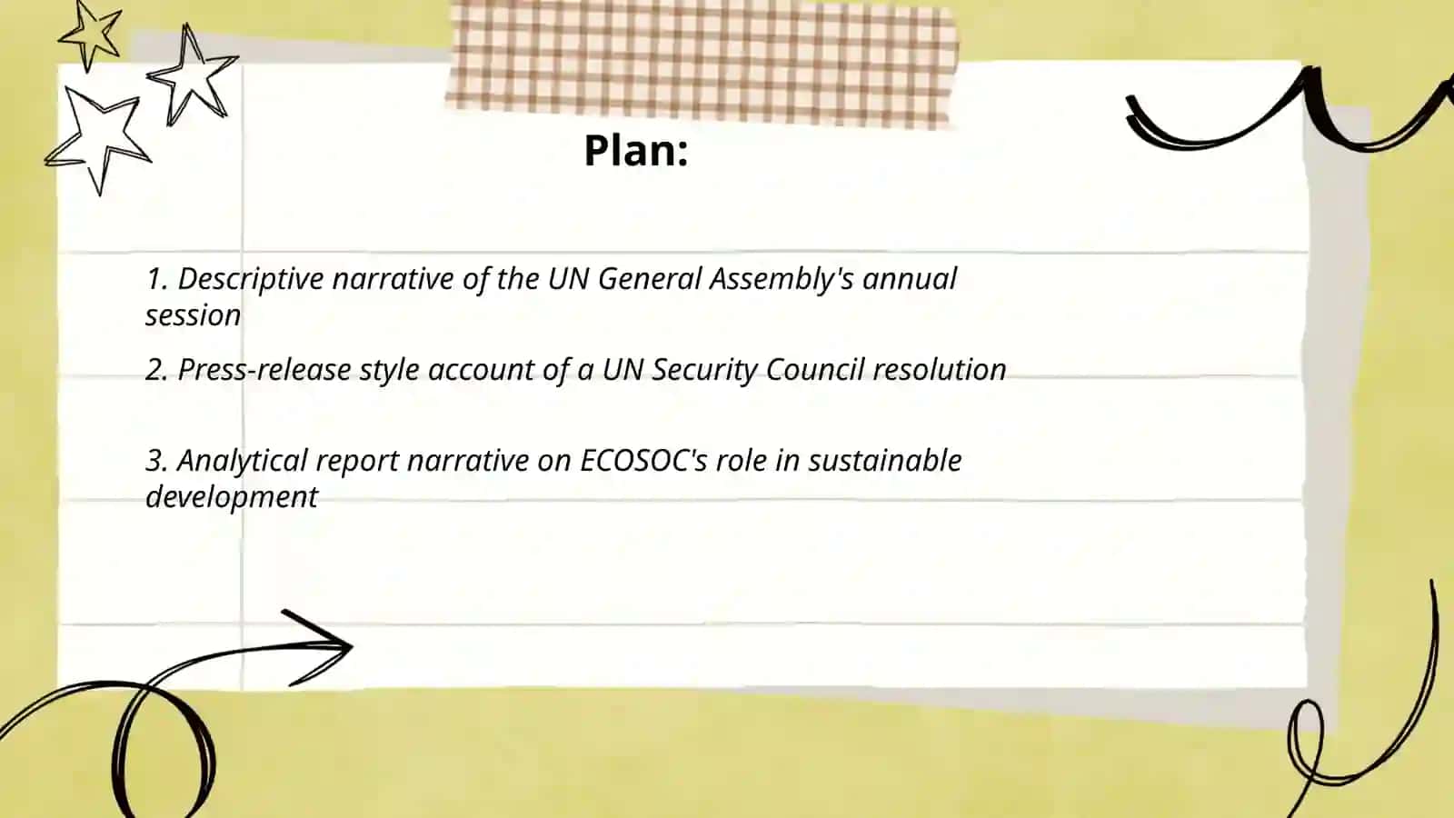 The Basic UN Bodies. Narrative forms 2