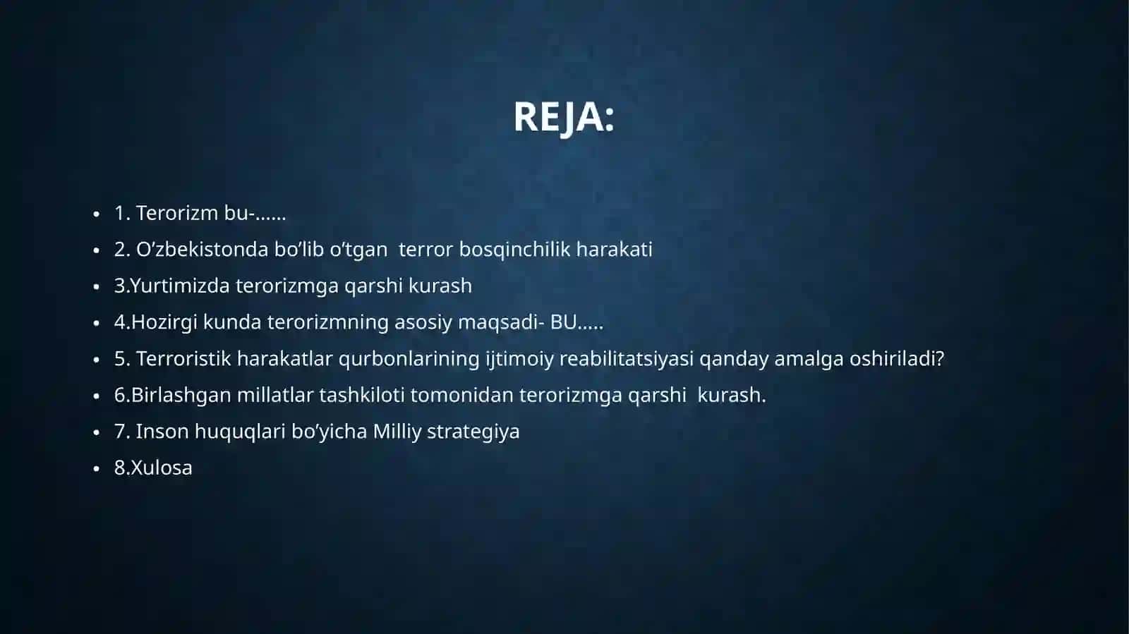 terorizm va axoli muhofazasi 2