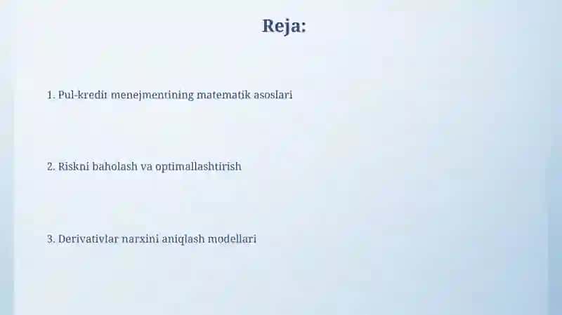 Moliyaviy menejmentning matematik asoslari 2
