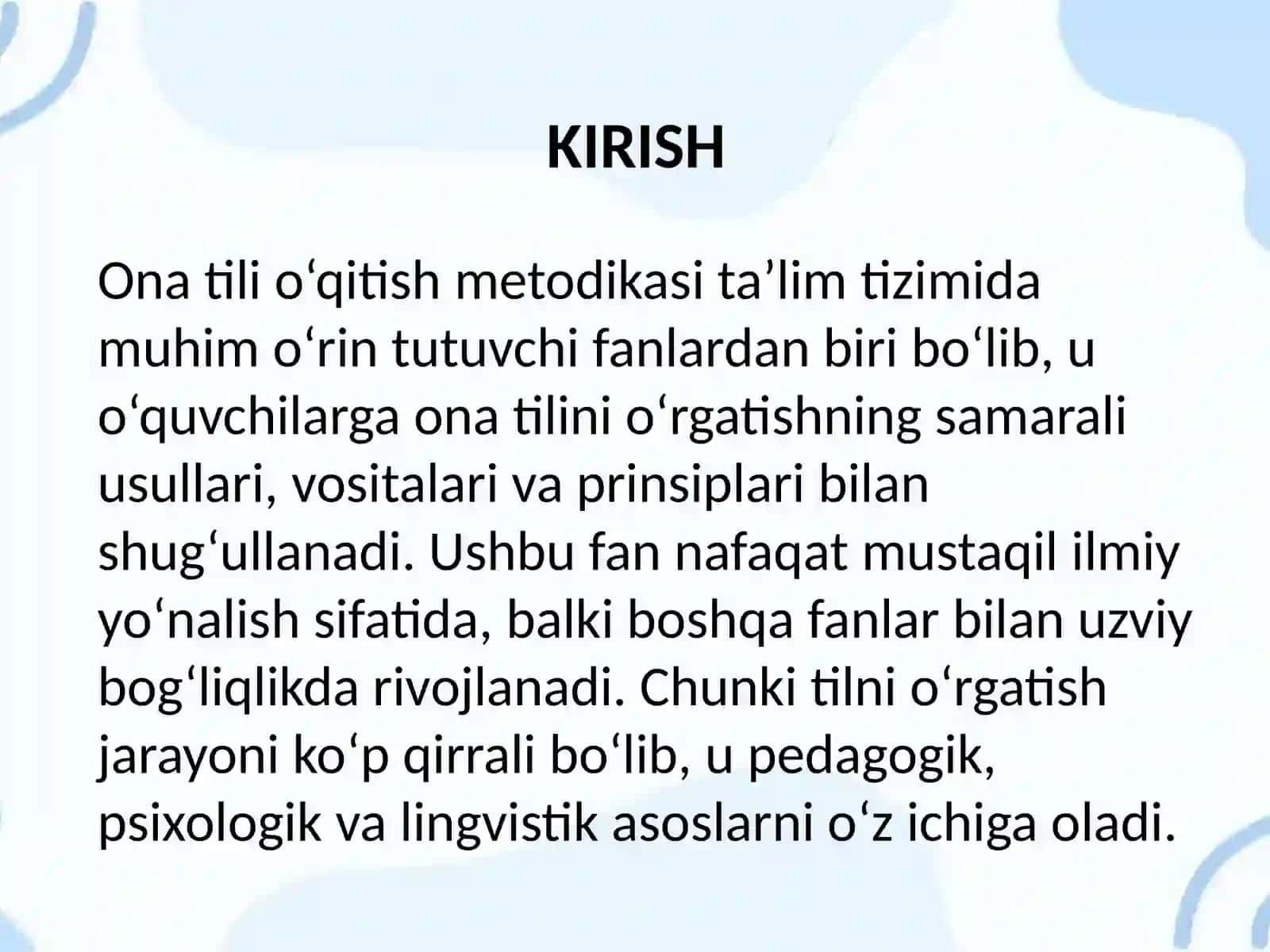 ONA TILI O‘QITISH METODIKASI FANINING BOSHQA FANLAR BILAN ALOQADORLIGI 2