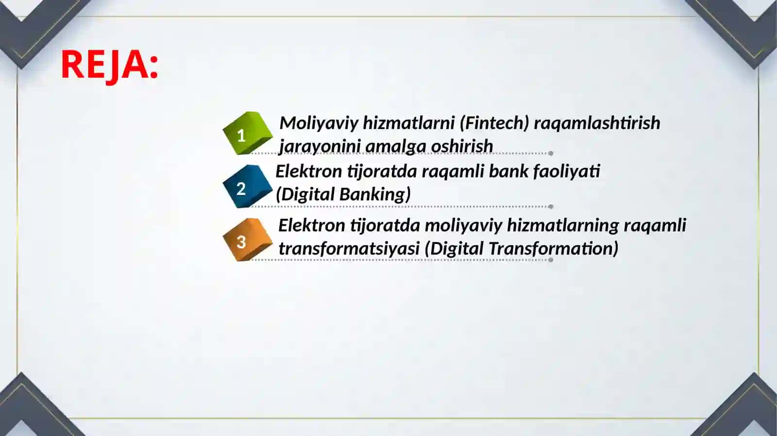 ELEKTRON TIJORATDA BANK-MOLIYA HIZMATLARNIRAQAMLASHTIRISH.Fintech 2