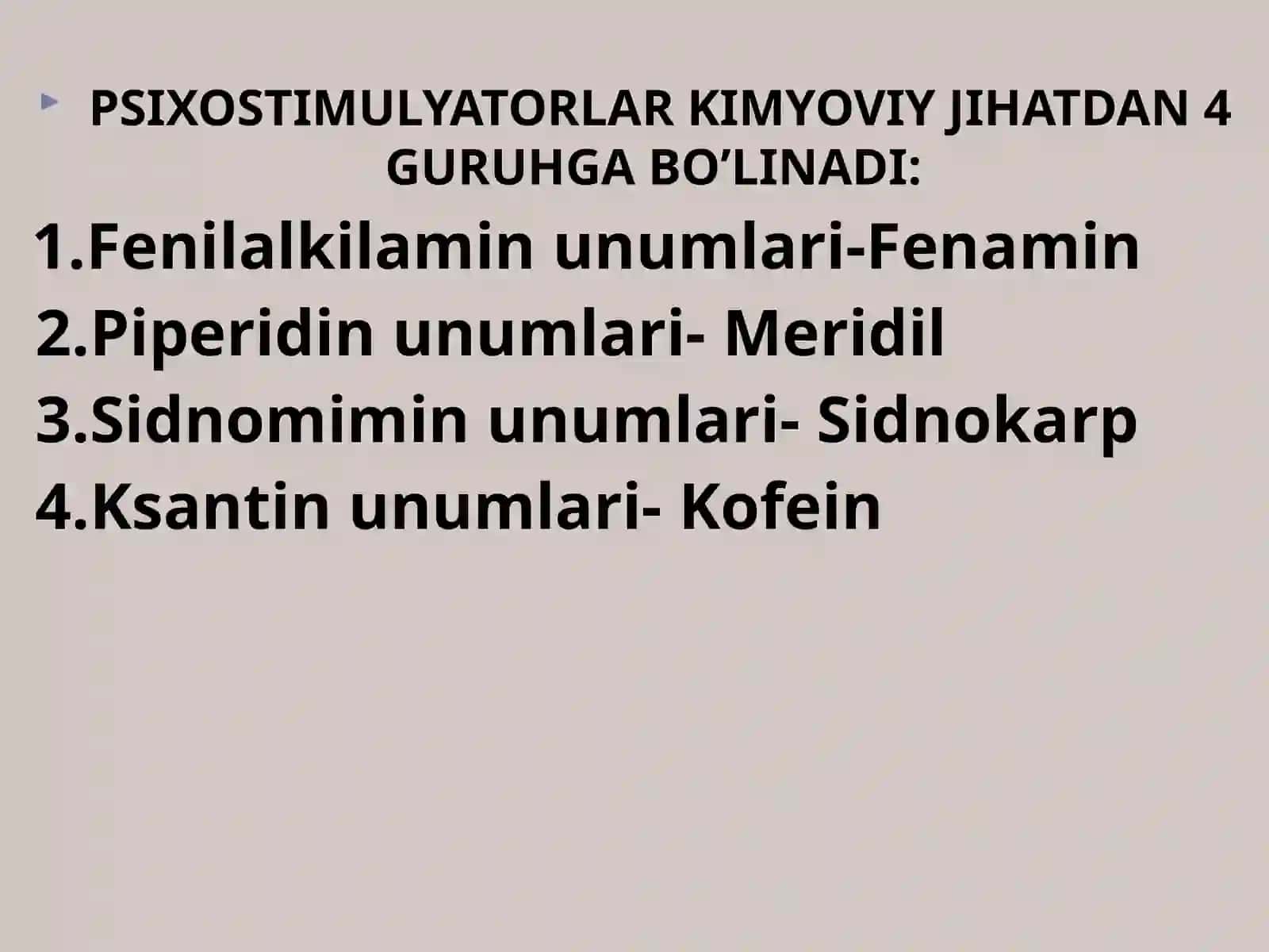 Psixostimulyatorlar, depressiyaga qarshi vositalar, nootrop vositalar 2