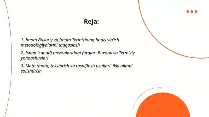 Imom Buxoriy va Imom Termizining hadis ilmiga qo'shgan hisallarini qiyosiy tahlili 2