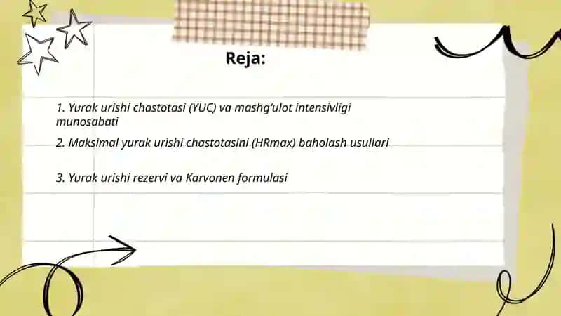 Mashgʻulot intensivligini belgilash 2