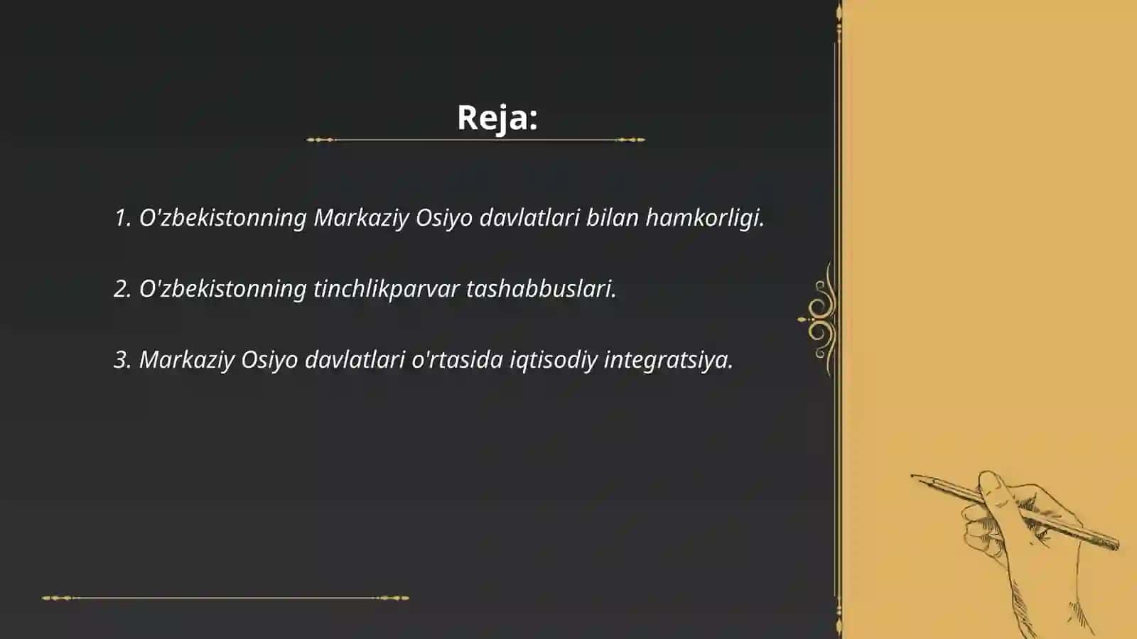 O'zbekistonning Markaziy Osiyoda tinchlik va barqarorlikni taminlash dagi o'rni 2