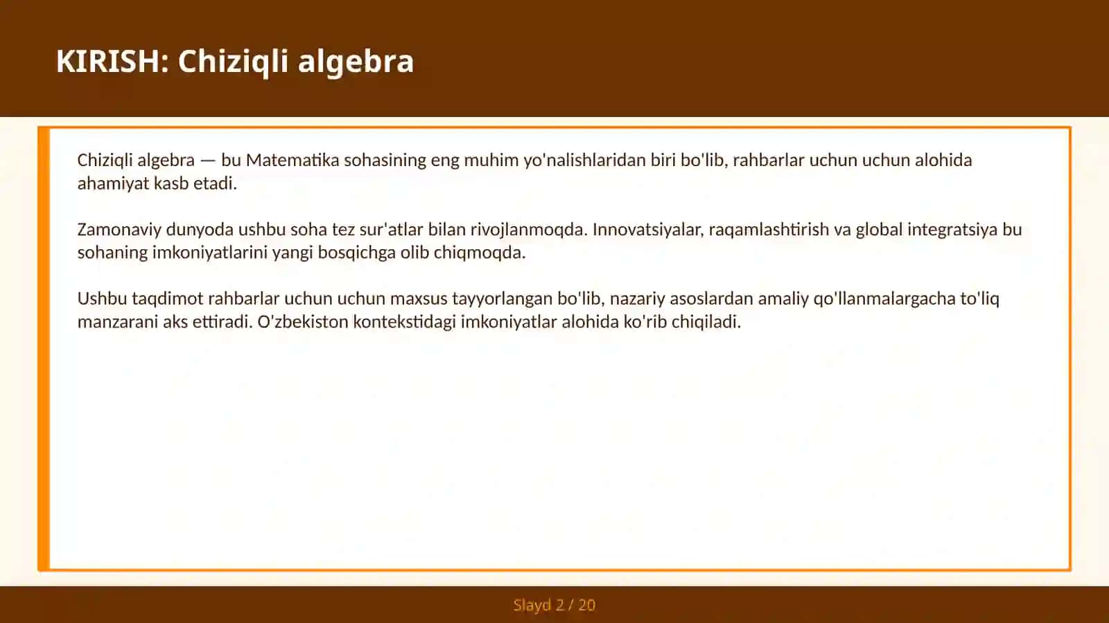 CHIZIQLI ALGEBRA 2