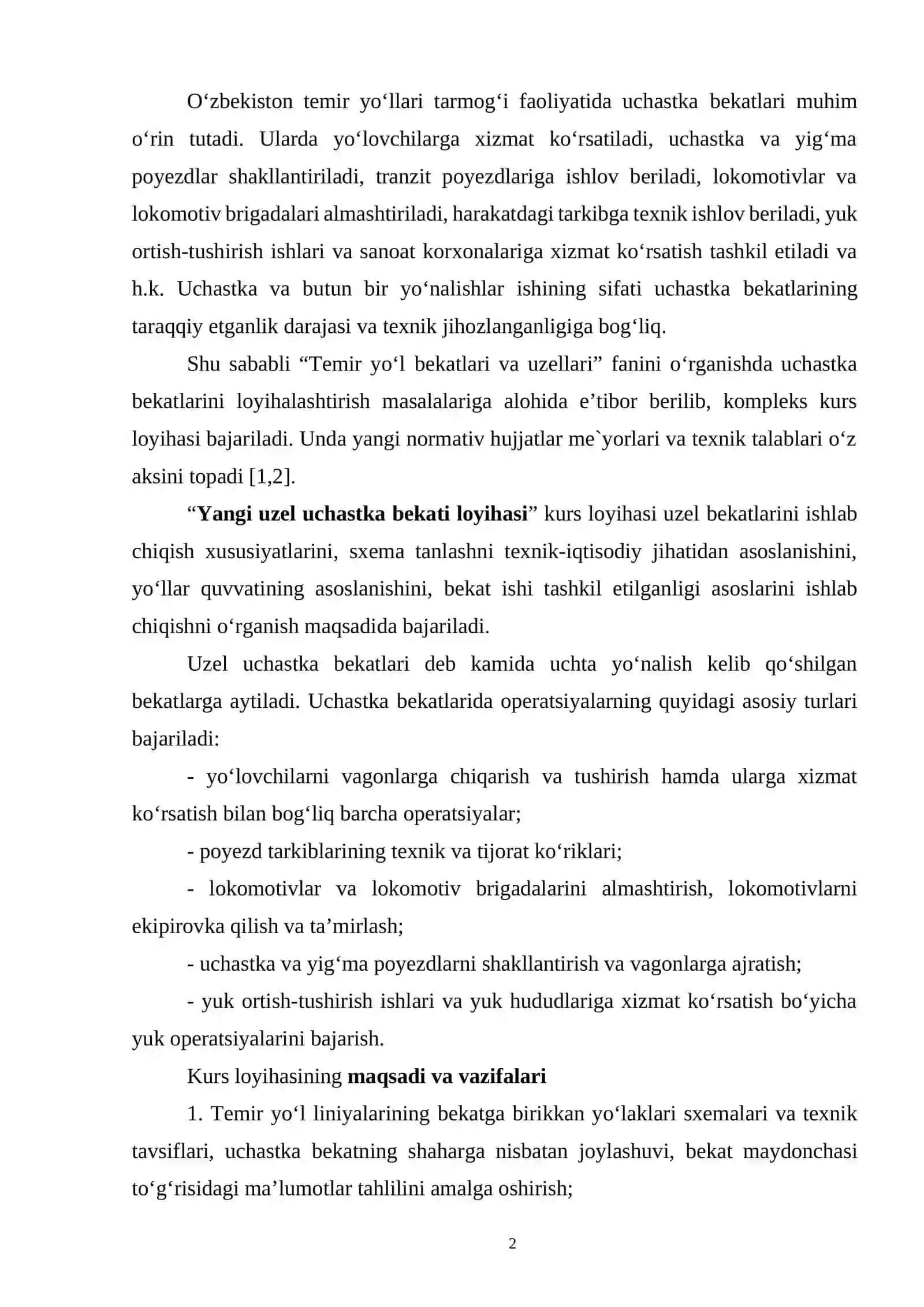 Yangi uzel uchastka bekati loyihasi 2