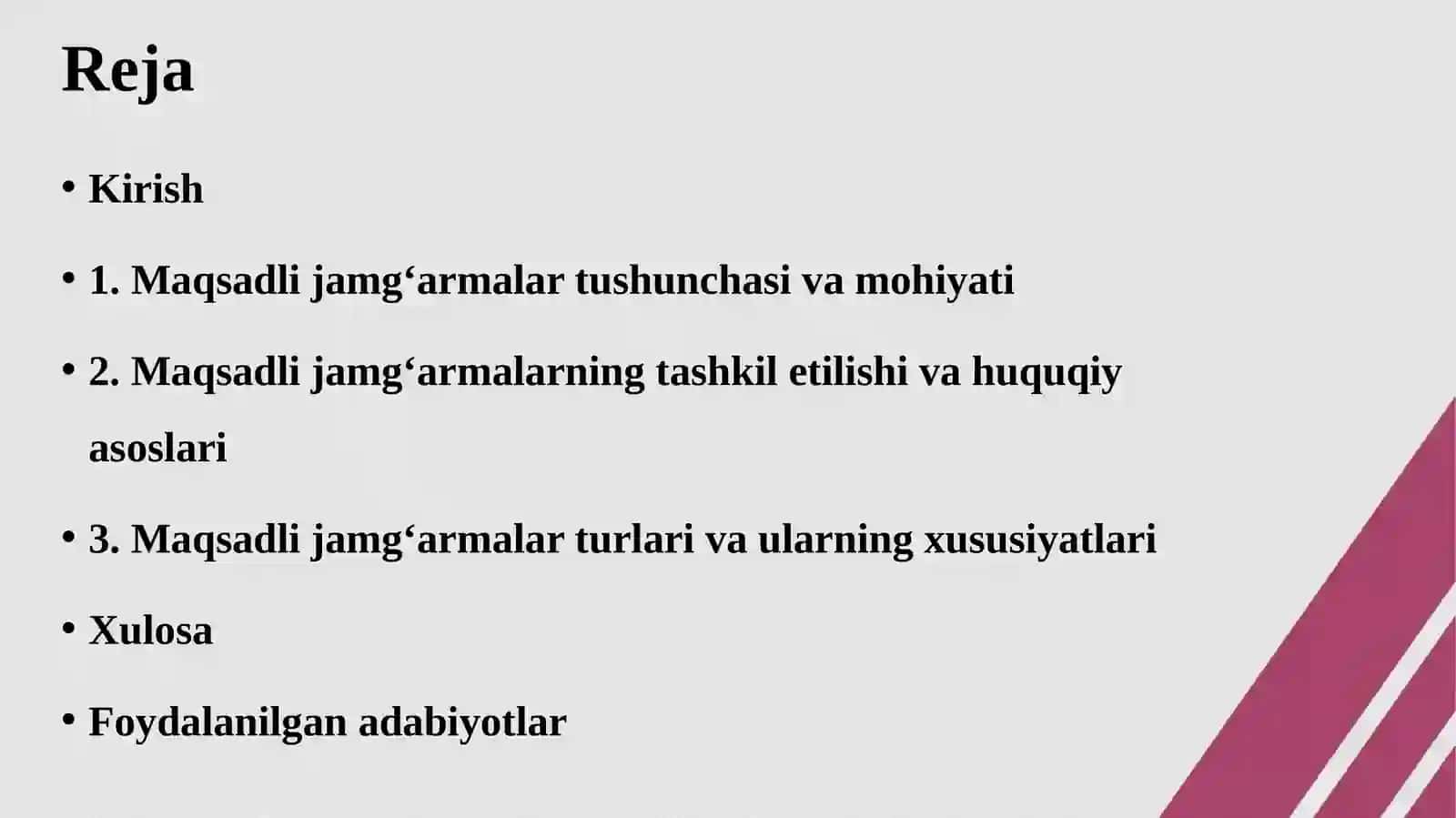 Maqsadli jamg‘armalar tushunchasi, maqsadli jamg‘armalar turlari 2