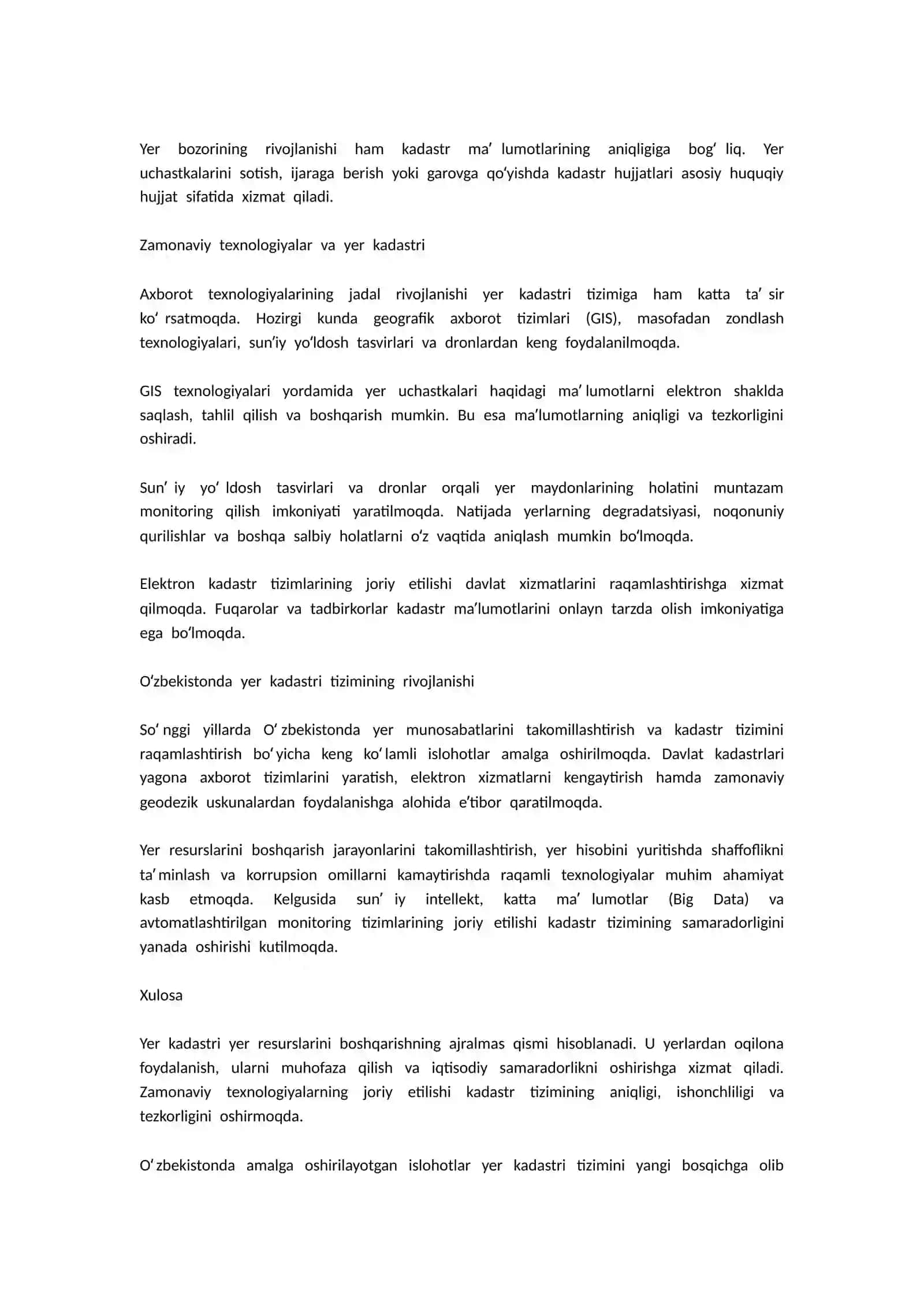 YER KADASTRINING AHAMIYATI VA ZAMONAVIY RIVOJLANISH ISTIQBOLLARI 2
