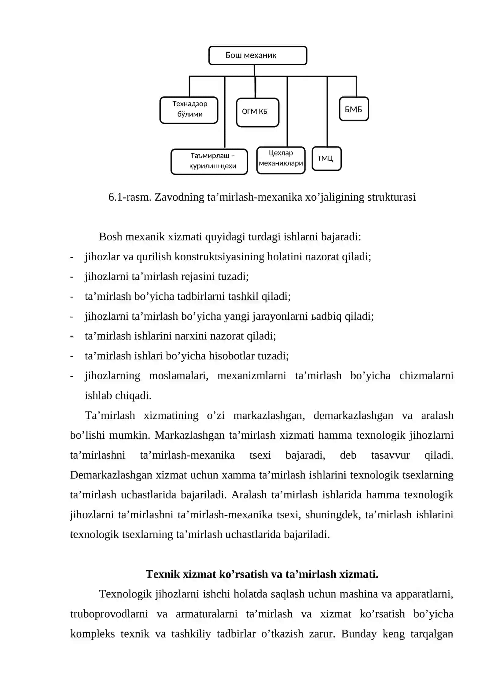 ISHLАB CHIQАRISHDА TА’MIRLАSH ХIZMАTINI TАSHKIL ETISH.  TА’MIRLАSHNI АNIQLАSH. TА’MIRLАSH ETАPLАRI. 2